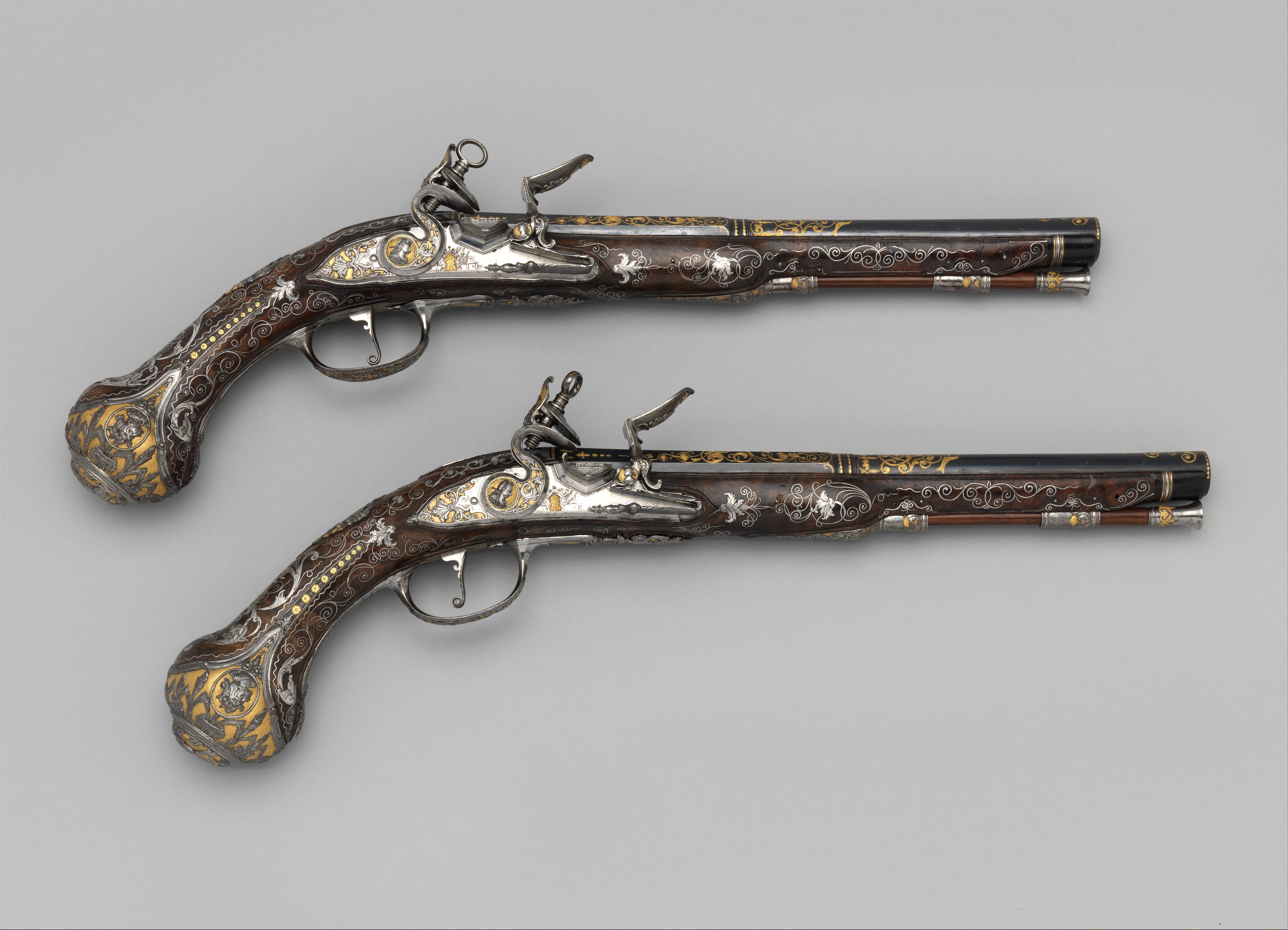 Arquebuse Genève - Pistolet poudre noire à percussion Ruoff d'environ 1830