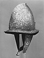 Helmet, Breastplate, and Backplate, Signed on the backplate by D. G. V. Lochorst (Flemish, possibly Antwerp, active ca. 1575), Steel, leather, textile (velvet, wool), Flemish, possibly Antwerp