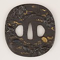 Sword Guard (Tsuba), Iron, copper-gold alloy (shakudō), copper-silver alloy (shibuichi), gold, copper, Japanese