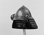 Helmet (Kabuto), Iron, lacquer, silk, brass, Japanese
