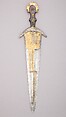 Cinquedea, Steel, gold, copper alloy, horn, brass, Italian, possibly Emilia