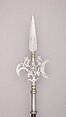 Halberd, Steel, wood, pigment, iron, copper alloy, French
