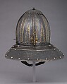 Lobster-Tail Burgonet, Steel, leather, gold, North Italian