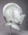 Close-Helmet for the Tournament, Steel, leather, textile, German, probably Augsburg