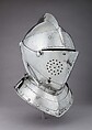 Close-Helmet for the Tournament, Steel, leather, textile, German, probably Augsburg