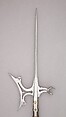Halberd, Steel, wood (deal), textile (velvet), brass, Italian