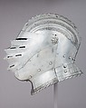 Close-Helmet, Steel, leather, gold, Italian, Milan or Brescia