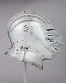 Close-Helmet, Steel, leather, gold, Italian, Milan or Brescia