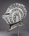 Armet, Steel, gold, leather, copper alloy, French
