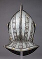 Armet, Steel, gold, leather, copper alloy, French