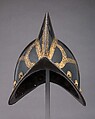 Morion for the Bodyguard of the Prince-Elector of Saxony, Probably Martin Schneider the Younger (German, Nuremberg, active ca. 1610–20), Steel, gold, brass, leather, German, Nuremberg