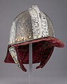Helmet for a Harquebusier, Steel, gold, silver, textile, Dutch or British