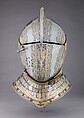Close-Helmet, Steel, gold, leather, copper alloy, Italian