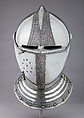 Armet, Steel, leather, brass, gold, Italian