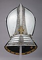 Armet, Steel, leather, brass, gold, Italian