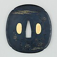 Sword Guard (<i>Tsuba</i>), Copper-gold alloy (shakudō), gold, silver, copper, Japanese