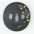 Sword Guard (<i>Tsuba</i>), Copper-gold alloy (shakudō), gold, silver, copper, Japanese