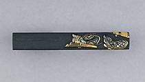 Knife Handle (Kozuka), Copper-gold alloy (shakudō), gold, silver, Japanese