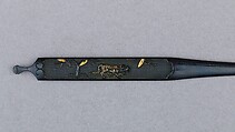 Hair Dressing Tool (Kogai), Copper-gold alloy (shakudō), gold, Japanese