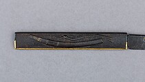Knife Handle (Kozuka) with Blade, Iron, copper-gold alloy (shakudō), gold, silver, Japanese