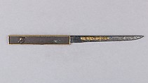 Knife Handle (Kozuka) with Blade, Iron, gold, copper, copper-silver alloy (shibuichi), Japanese