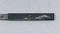 Knife Handle (Kozuka) with Blade, Copper-gold alloy (shakudō), gold, silver, steel, Japanese