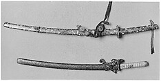Blade and Mounting for a Sword (Katana), Steel, wood, laquer, gold, enamel, Japanese