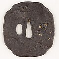 Sword Guard (Tsuba), Iron, gold, Japanese