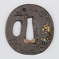 Sword Guard (Tsuba), Iron, copper-gold alloy (shakudō), gold, copper, Japanese