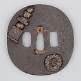 Sword Guard (Tsuba), Iron, copper, Japanese