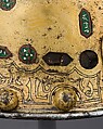 Helmet (Sallet), Steel, iron, gold, silver, cloisonné enamel, leather, textile, Spanish, possibly Granada