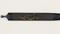 Hair Dressing Tool (Kogai), Copper-gold alloy (shakudō), gold, silver, copper, Japanese