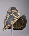 Morion for the Bodyguard of the Prince-Elector of Saxony, Steel, gold, brass, leather, textile, German, Nuremberg