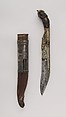Knife (Piha Kaetta) with Sheath, Steel, brass, silver, horn (buffalo or rhioceros), wood, Sri Lankan
