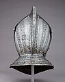 Close-Helmet for the Field and Tourney, Steel, gold, copper alloy, Italian, probably Brescia; front collar lames, German, Augsburg