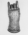Left Gauntlet, Steel, gold, possibly Spanish