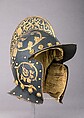 Burgonet, Steel, gold, pigment, brass, 
textile, German, Augsburg
