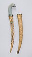 Dagger with Sheath, Steel, nephrite, gold, emerald, ruby, diamond, sapphire, jade, Hilt, Indian, Mughal; blade and sheath, Turkish, Ottoman