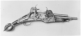Double Barrelled Wheellock Pistol, Steel, wood, staghorn, German