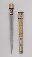 Dagger with Sheath, Steel, silver wire, silver, gold, coral, turquoise, gemstone, Bhutanese or Sikkimese