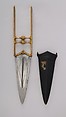 Dagger (Katar) with Sheath, Steel, gold, leather, Indian