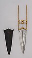 Dagger (Katar) with Sheath, Steel, gold, leather, Indian