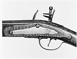 Flintlock Gun, Steel, brass, wood (tiger maple), American; lock, French