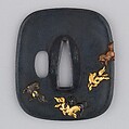 Sword Guard (Tsuba), Copper-gold alloy (shakudō), gold, copper, copper-silver alloy (shibuichi), Japanese