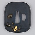 Sword Guard (Tsuba), Copper-gold alloy (shakudō), gold, copper, copper-silver alloy (shibuichi), Japanese