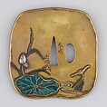 Sword Guard (Tsuba), Copper alloy (sentoku), enamel, silver, copper, Japanese