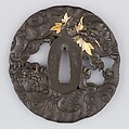 Sword Guard (Tsuba), Copper-silver alloy (shibuichi), gold, copper, Japanese