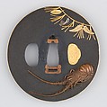 Sword Guard (Tsuba), Copper-gold alloy (shakudō), gold, silver, copper, Japanese