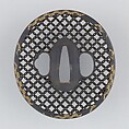 Sword Guard (Tsuba), Copper-gold alloy (shakudō), gold, copper, Japanese