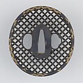 Sword Guard (Tsuba), Copper-gold alloy (shakudō), gold, copper, Japanese